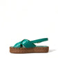 Dolce & Gabbana Green Leather Platform Espadrille Sandal Shoes