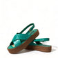 Dolce & Gabbana Green Leather Platform Espadrille Sandal Shoes