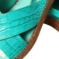 Dolce & Gabbana Green Leather Platform Espadrille Sandal Shoes
