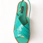 Dolce & Gabbana Green Leather Platform Espadrille Sandal Shoes