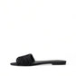 Dolce & Gabbana Black Cotton Heart Embroidery Sandals Shoes