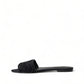 Dolce & Gabbana Black Cotton Heart Embroidery Sandals Shoes