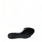 Dolce & Gabbana Black Cotton Heart Embroidery Sandals Shoes