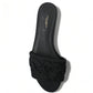 Dolce & Gabbana Black Cotton Heart Embroidery Sandals Shoes