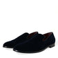 Dolce & Gabbana Black Velvet Loafers Formal Dress Shoes