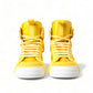Dolce & Gabbana Yellow White Leather High Top Sneakers Shoes