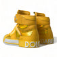 Dolce & Gabbana Yellow White Leather High Top Sneakers Shoes
