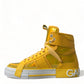 Dolce & Gabbana Yellow White Leather High Top Sneakers Shoes