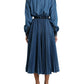 Dolce & Gabbana Blue Collared Denim Pleated A-line Midi Dress