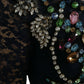 Dolce & Gabbana Blue Crystal Floral Lace Long Gown Dress