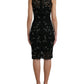 Dolce & Gabbana Black Floral Lace Crystal Sheath Dress