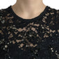 Dolce & Gabbana Black Floral Lace Crystal Sheath Dress