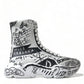Dolce & Gabbana White Black Graffiti Daymaster Sneakers Shoes