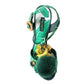 Dolce & Gabbana Green Banana Leaf Embellished T-Strap Sandals Shoes