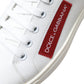 Dolce & Gabbana White Red Leather Low Top Sneakers Shoes