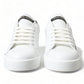 Dolce & Gabbana White Gold Lace Up Womens Low Top Sneakers