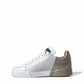 Dolce & Gabbana White Gold Lace Up Womens Low Top Sneakers