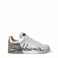 Dolce & Gabbana White Gold Lace Up Womens Low Top Sneakers