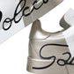 Dolce & Gabbana White Gold Lace Up Womens Low Top Sneakers