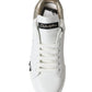 Dolce & Gabbana White Gold Lace Up Womens Low Top Sneakers