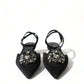 Dolce & Gabbana Black Leather Crystal Slingback Flats Shoes