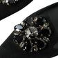 Dolce & Gabbana Black Leather Crystal Slingback Flats Shoes
