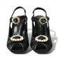 Dolce & Gabbana Black Crystal Ankle Strap Sandals Shoes
