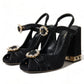 Dolce & Gabbana Black Crystal Ankle Strap Sandals Shoes