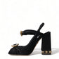 Dolce & Gabbana Black Crystal Ankle Strap Sandals Shoes
