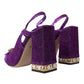 Dolce & Gabbana Purple Crystal Ankle Strap Sandals Shoes