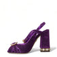 Dolce & Gabbana Purple Crystal Ankle Strap Sandals Shoes