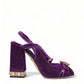 Dolce & Gabbana Purple Crystal Ankle Strap Sandals Shoes