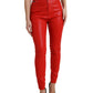 Dolce & Gabbana Red Cotton High Waist Skinny Denim Jeans