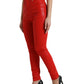 Dolce & Gabbana Red Cotton High Waist Skinny Denim Jeans
