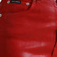 Dolce & Gabbana Red Cotton High Waist Skinny Denim Jeans
