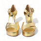 Dolce & Gabbana Gold Crystal Ankle Strap Platform Sandals Shoes