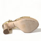 Dolce & Gabbana Gold Crystal Ankle Strap Platform Sandals Shoes