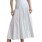 Dolce & Gabbana White Cotton Pleated A-line High Waist Skirt