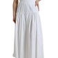 Dolce & Gabbana White Cotton Pleated A-line High Waist Skirt