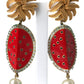 Dolce & Gabbana Red Watermelon Gold Brass Crystal Clip Dangling Earrings