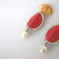 Dolce & Gabbana Red Watermelon Gold Brass Crystal Clip Dangling Earrings