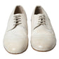 Dolce & Gabbana White Distressed Leather Brogue Dress Shoes
