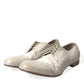 Dolce & Gabbana White Distressed Leather Brogue Dress Shoes