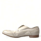 Dolce & Gabbana White Distressed Leather Brogue Dress Shoes
