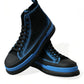 Dolce & Gabbana Black Blue Canvas Cotton High Top Sneakers Shoes