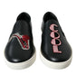 Dolce & Gabbana Black Patch Embellished Slip On Men Sneakers Shoes