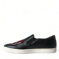 Dolce & Gabbana Black Patch Embellished Slip On Men Sneakers Shoes