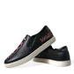 Dolce & Gabbana Black Patch Embellished Slip On Men Sneakers Shoes