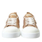 Dolce & Gabbana Gold White Brocade Low Top Sneakers Women Shoes