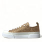 Dolce & Gabbana Gold White Brocade Low Top Sneakers Women Shoes